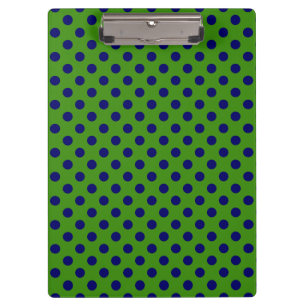 Customisable Navy Blue on Green Polka Dots Clipboard