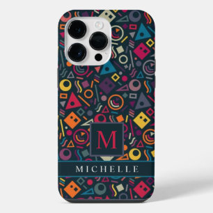 Customisable Navy Blue Pink Purple Geometric iPhone 14 Pro Max Case