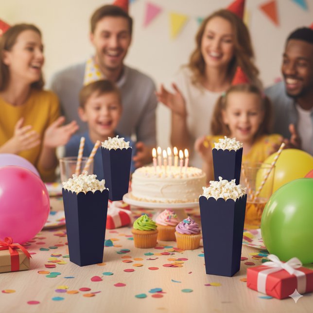 Customisable Navy Blue Simple Attractive Popcorn Favour Box (Navy Blue Simple Attractive Popcorn Favor Boxes)