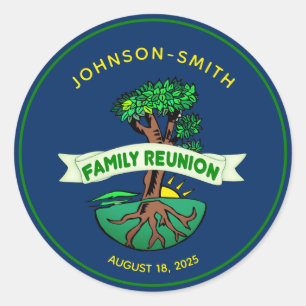 Customisable Navy Family Tree Reunion Stickers