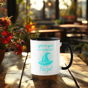 Customisable Neon Halloween - Cyan Witch Hat Mug