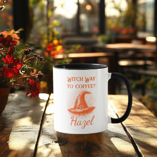 Customisable Neon Halloween - Orange Witch Hat Mug