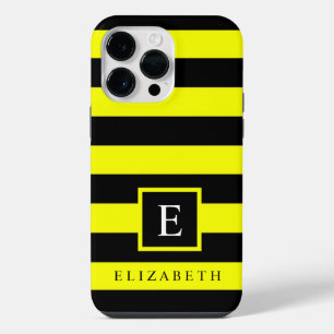 Customisable Neon Yellow Black Colour Stripes iPhone 14 Pro Max Case