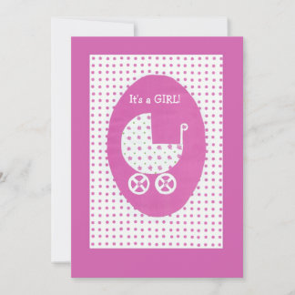Customisable New Baby Girl Announcement Card