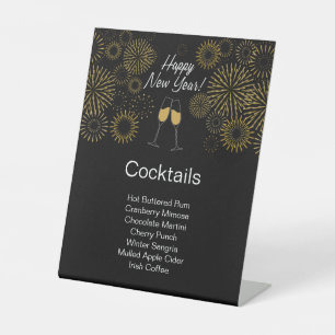 Customisable New Year's Cocktail List Pedestal Sign
