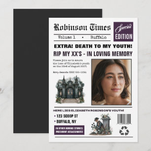 Customisable Newspaper Gothic Birthday Party Invitation