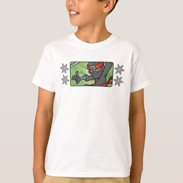 Customisable Ninja and Throwing Stars Design T-Shirt (Front)