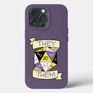 Customisable Nonbinary Tabletop D20 Pronoun Dice iPhone 13 Pro Case