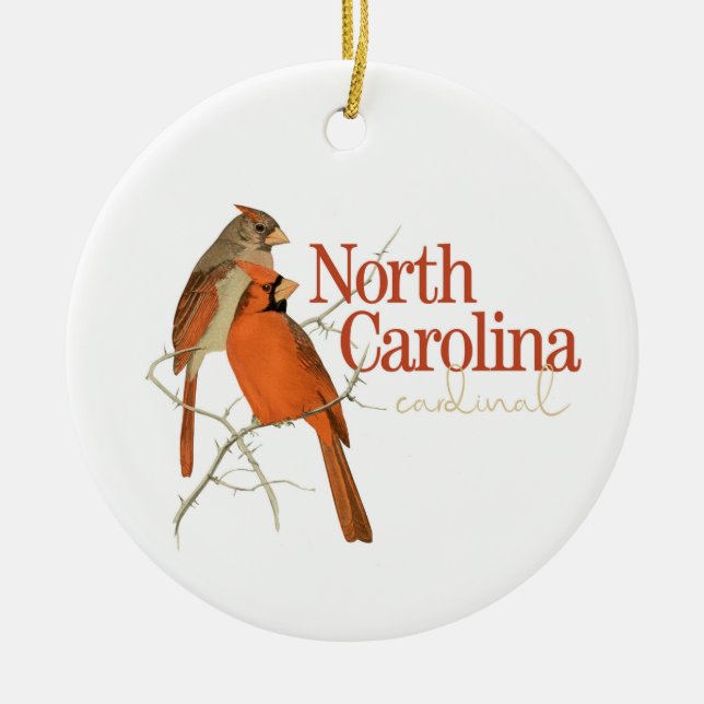Customisable North Carolina Ornament with Cardinal (Front)