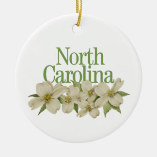 Customisable North Carolina Ornament with Dogwood