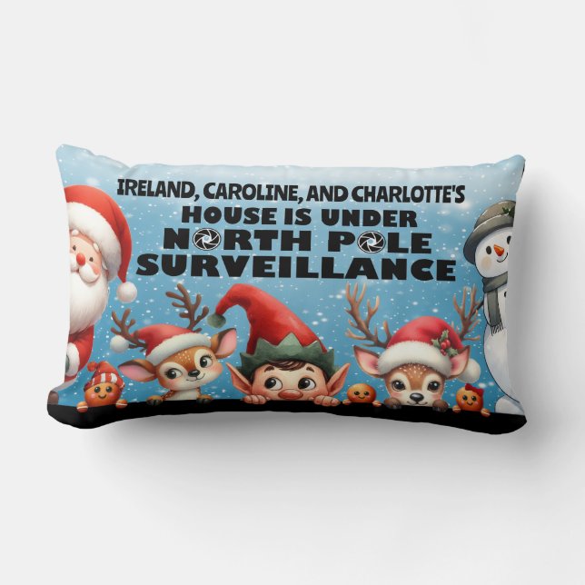 Customisable North Pole Surveillance Lumbar Pillow (Front)