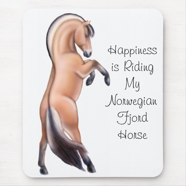 Customisable Norwegian Fjord Horse Rearing Mouse Pad (Front)
