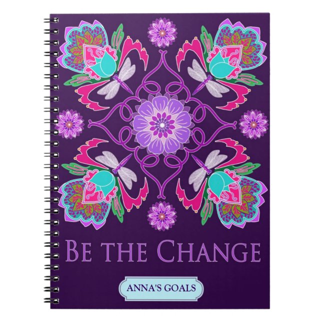 Customisable Notebook - Be The Change - Dragonfly (Front)