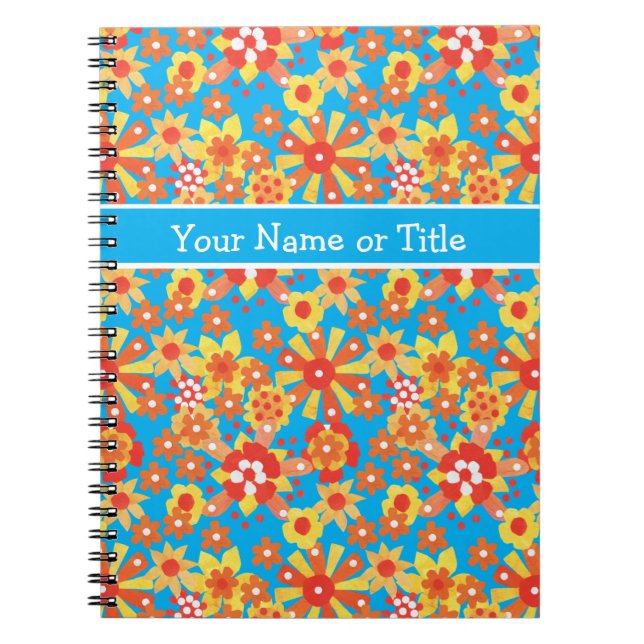 Customisable Notebook or Journal, Ditsy Flowers (Front)