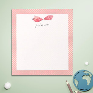 Customisable notepad with a pink bird