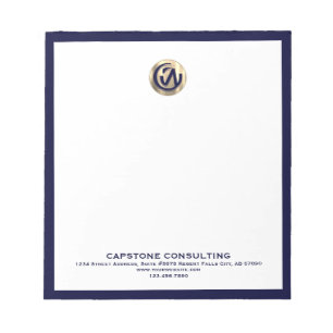 Customisable Notepad with Navy Frame and Gold Logo