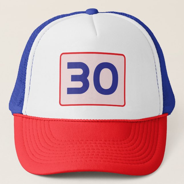 Customisable Number Personalised Age Speed Limit Trucker Hat (Front)