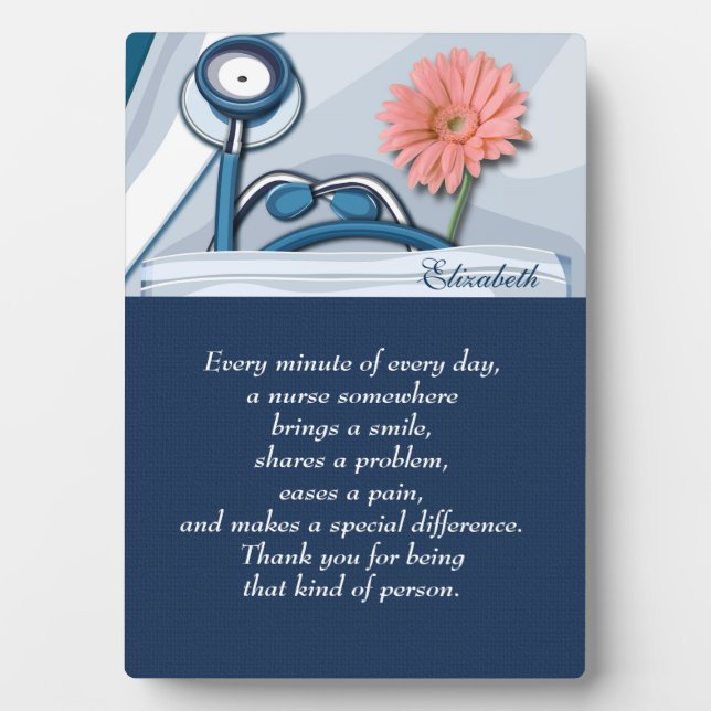 Customisable Nurse's Name Appreciation Gift Plaque (Front)