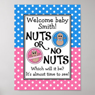 Customisable Nuts or No Nuts gender reveal poster