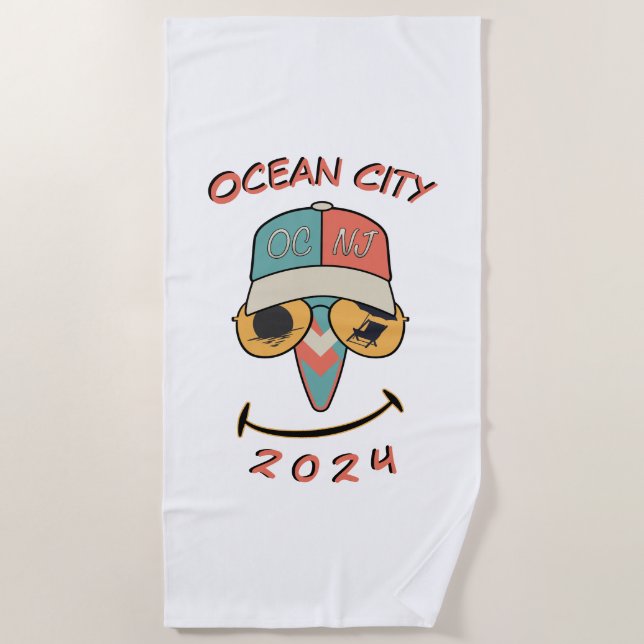 Customisable Ocean City 2024 Beach Towel (Front)