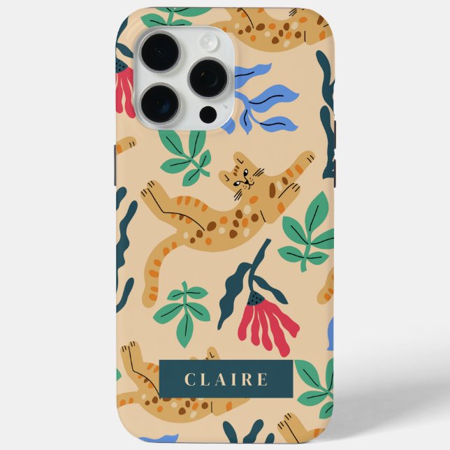 Customisable Ocelot Cat & Matisse Leaves  Case-Mate iPhone Case (Back)