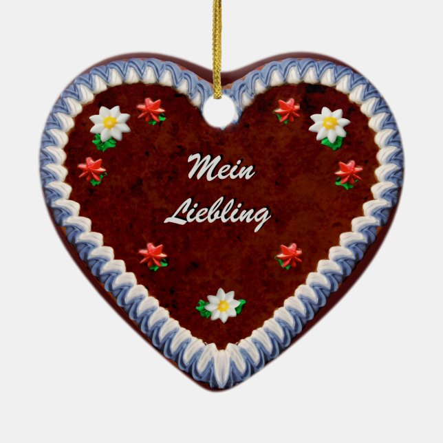 Customisable Oktoberfest Heart Ceramic Tree Decoration (Back)