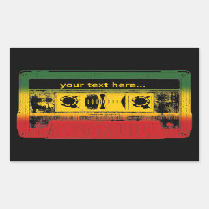 Customisable Old School Reggae Cassette Rectangular Sticker