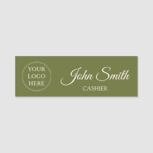 Customisable Olive Green Elegant & Person Name Tag
