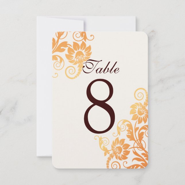 Customisable Ombre Fall Table Number Cards (Front)