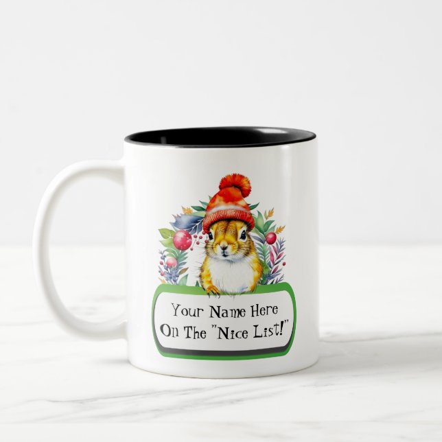 Customisable "On The 'Nice List'" Squirrel Mug (Left)