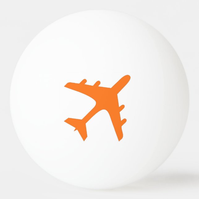 Customisable orange aeroplane ping pong ball (Front)