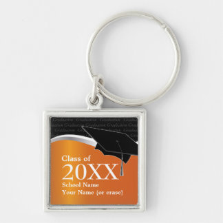 Customisable Orange and Black Graduation Keychain