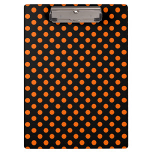 Customisable Orange on Black Polka Dots Clipboard