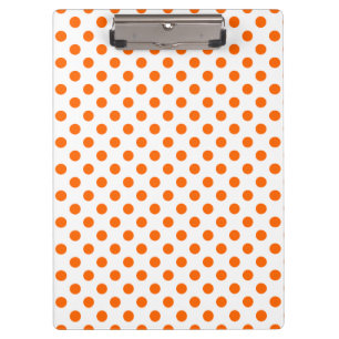 Customisable Orange on White Polka Dots Clipboard