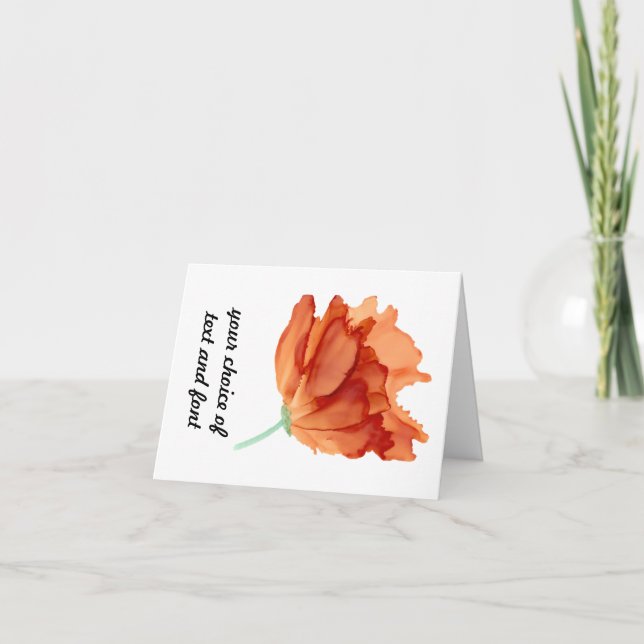 Customisable orange poppy floral card (Front)