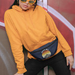Customisable Orange Sunset Mountain Blue Hiking Bum Bags<br><div class="desc">This cool orange vintage sunset over rocky mountains in nature makes a great image on a cute retro dark blue fanny pack for a mountain hiking trip or camping vacation for a family who loves to spend time outdoors and the wilderness.</div>