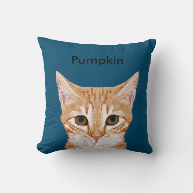 customisable orange tabby cat, cute cat pillow (Front)