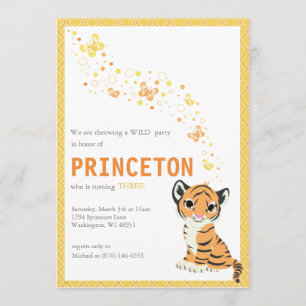 Customisable Orange Tiger Birthday Invitation