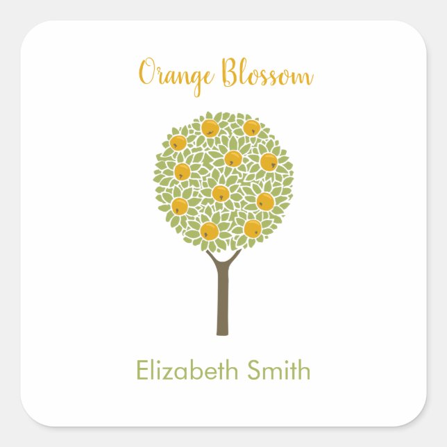 Customisable Orange Tree Square Sticker (Front)