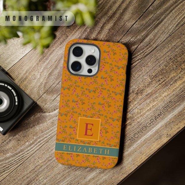 Customisable Orange Yellow Floral Bird Pink Flower iPhone Case (Customizable Orange Yellow Floral Bird Pink Flower iPhone Case)