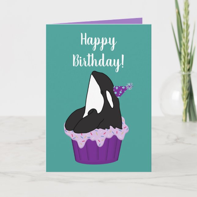 Customisable Orca Killer Whale  Birthday Card (Front)