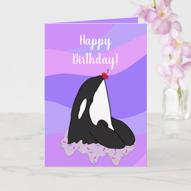 Customisable Orca Killer Whale  Birthday Card (Orchid)