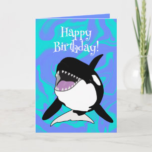 Customisable Orca Killer Whale Birthday Card