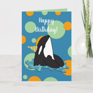 Customisable Orca Killer Whale Birthday Card