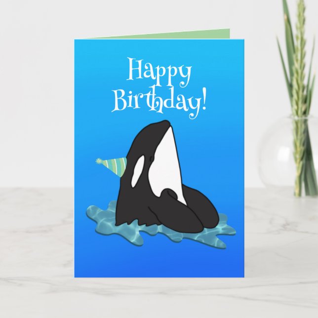 Customisable Orca Killer Whale Birthday  Card (Front)