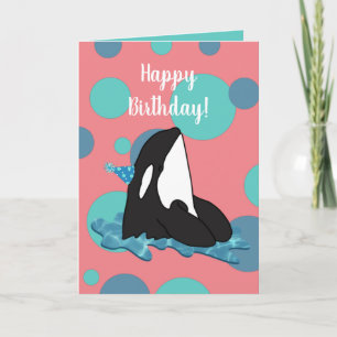 Customisable Orca Killer Whale Birthday Card