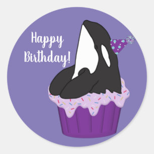 Customisable Orca Killer Whale  Birthday  Classic  Round Sticker