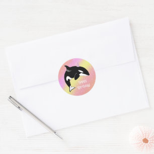 Customisable Orca Killer Whale Birthday  Classic Round Sticker