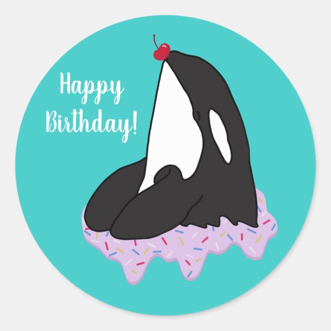 Customisable Orca Killer Whale  Birthday  Classic  Round Sticker (Front)