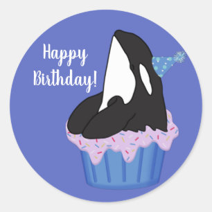 Customisable Orca Killer Whale  Birthday  Classic Round Sticker